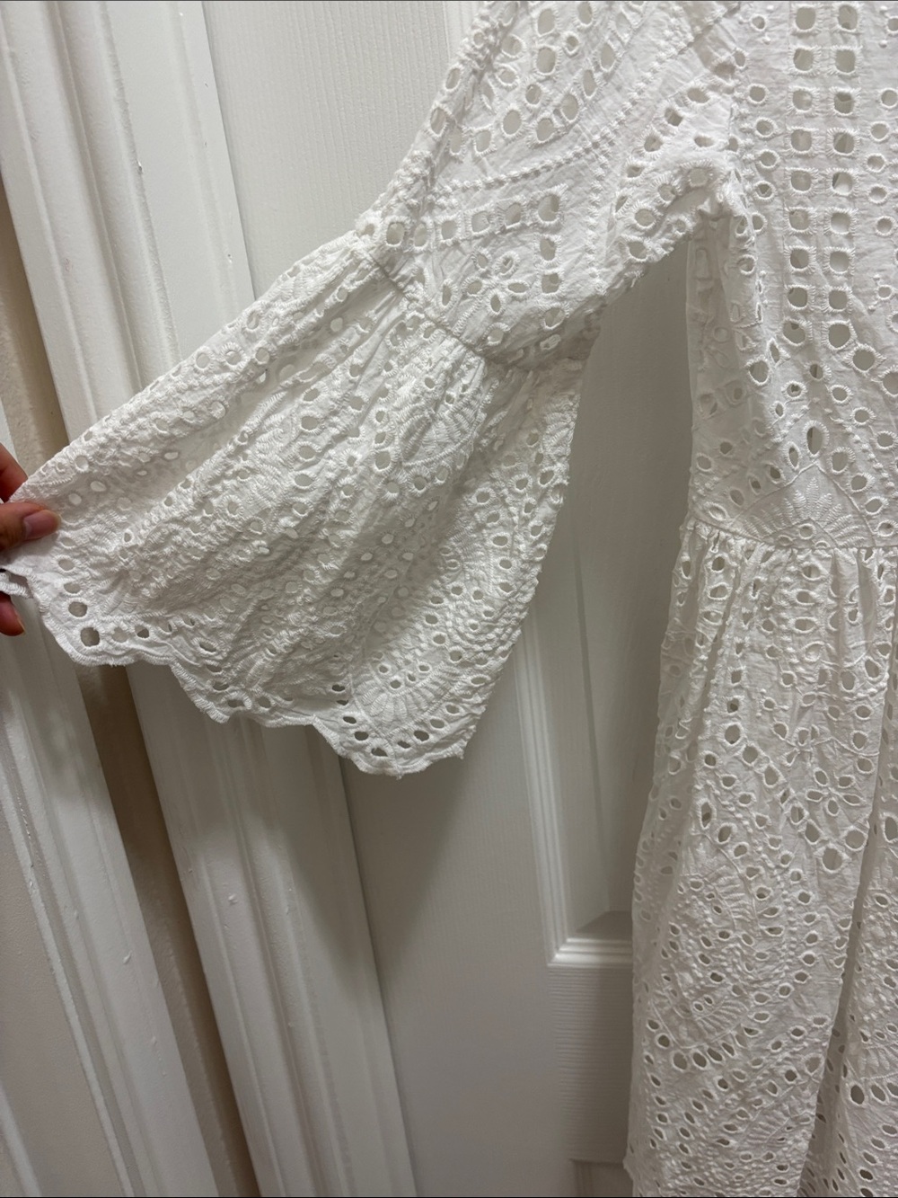 💐 Express White Eyelet Lace Babydoll Dress - Picture 6 of 6